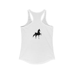 Women's Ideal Racerback Tank Saddlebred Print front & back