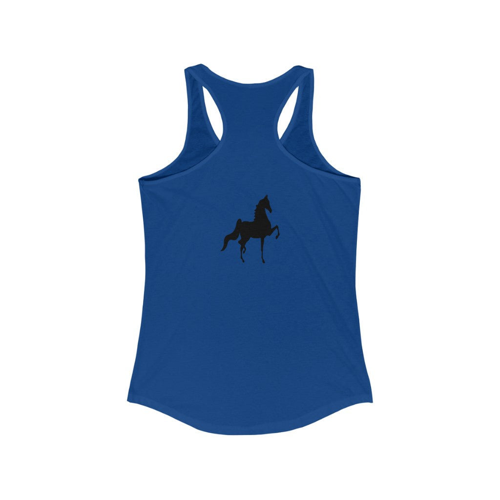 Women's Ideal Racerback Tank Saddlebred Print front & back