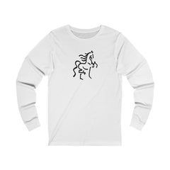 Unisex Jersey Long Sleeve Tee with Horse Print - AdeleEmbroidery