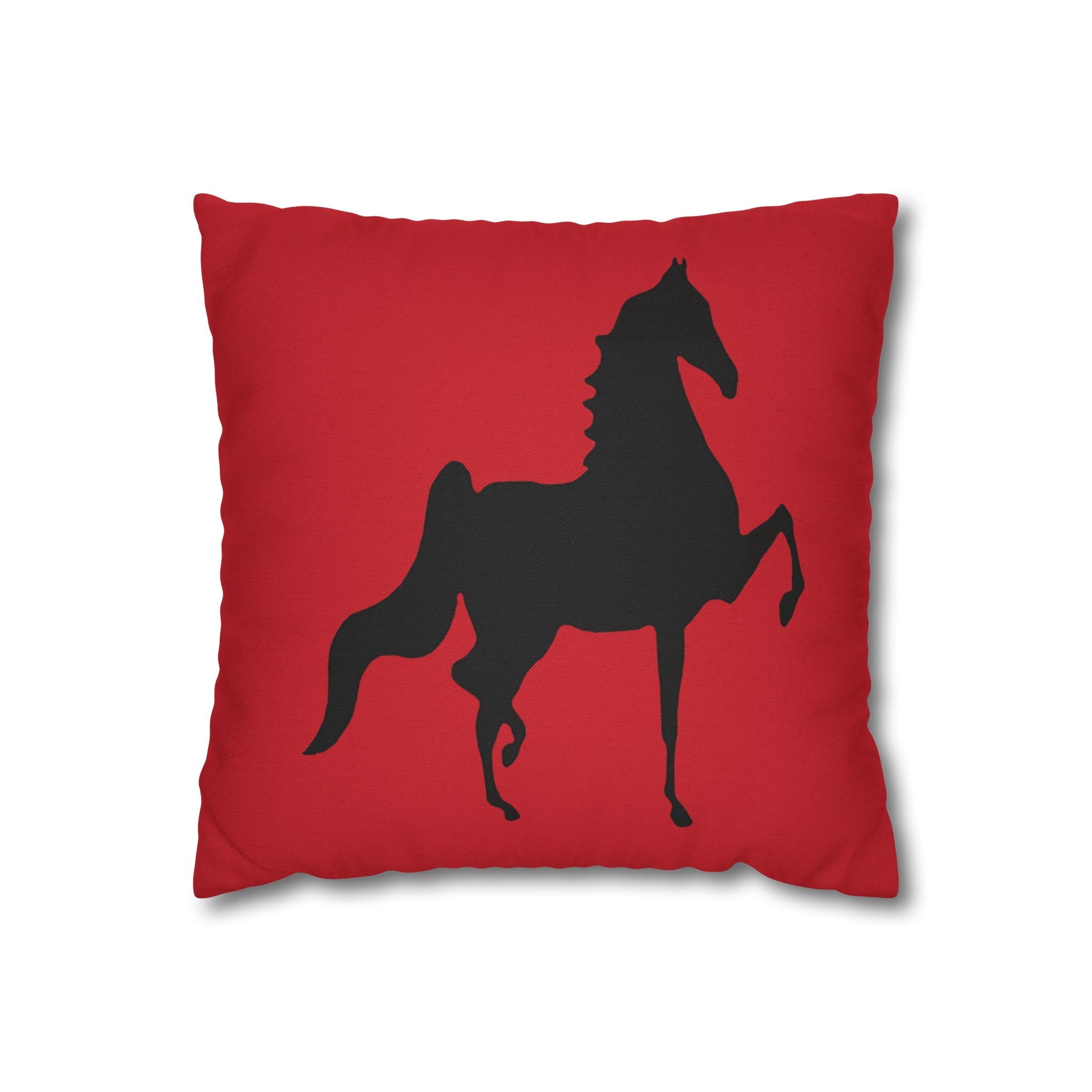 Saddlebred Print Spun Polyester Square Pillow Case RED - AdeleEmbroidery