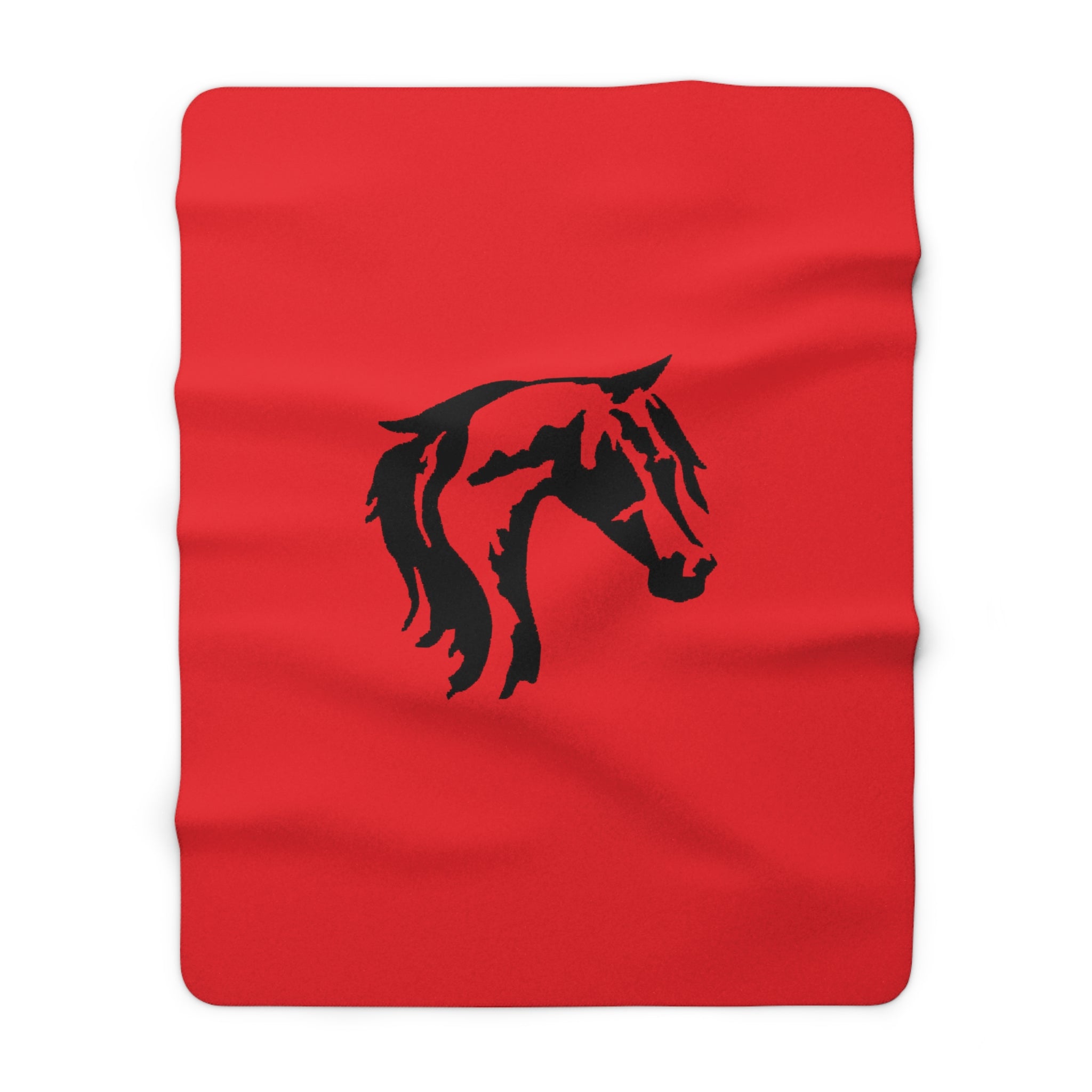 Sherpa Fleece Blanket Red with Arabian Horse Head