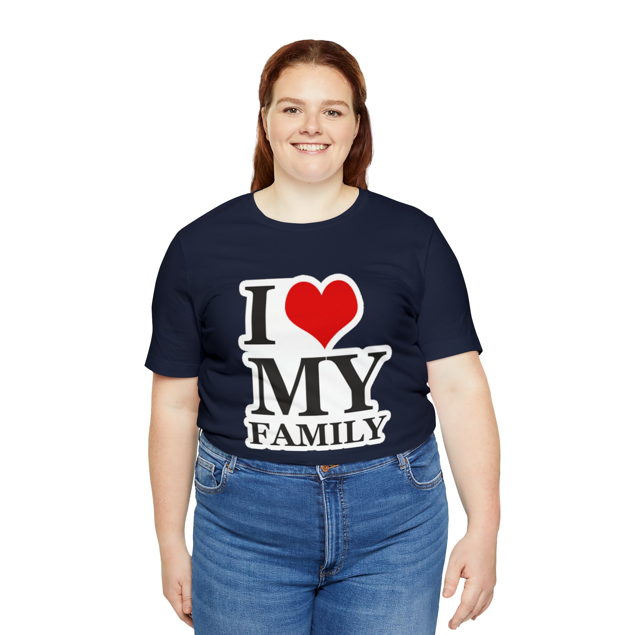 Unisex Jersey Short Sleeve Tee with I Love My Family Print