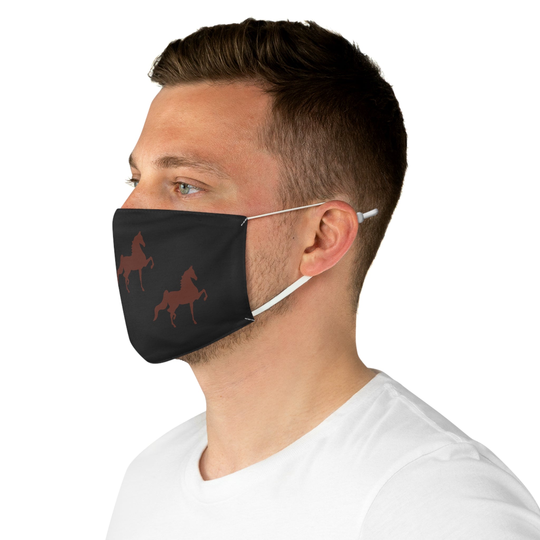 Fabric Face Mask Black with Brown Saddlebred Print