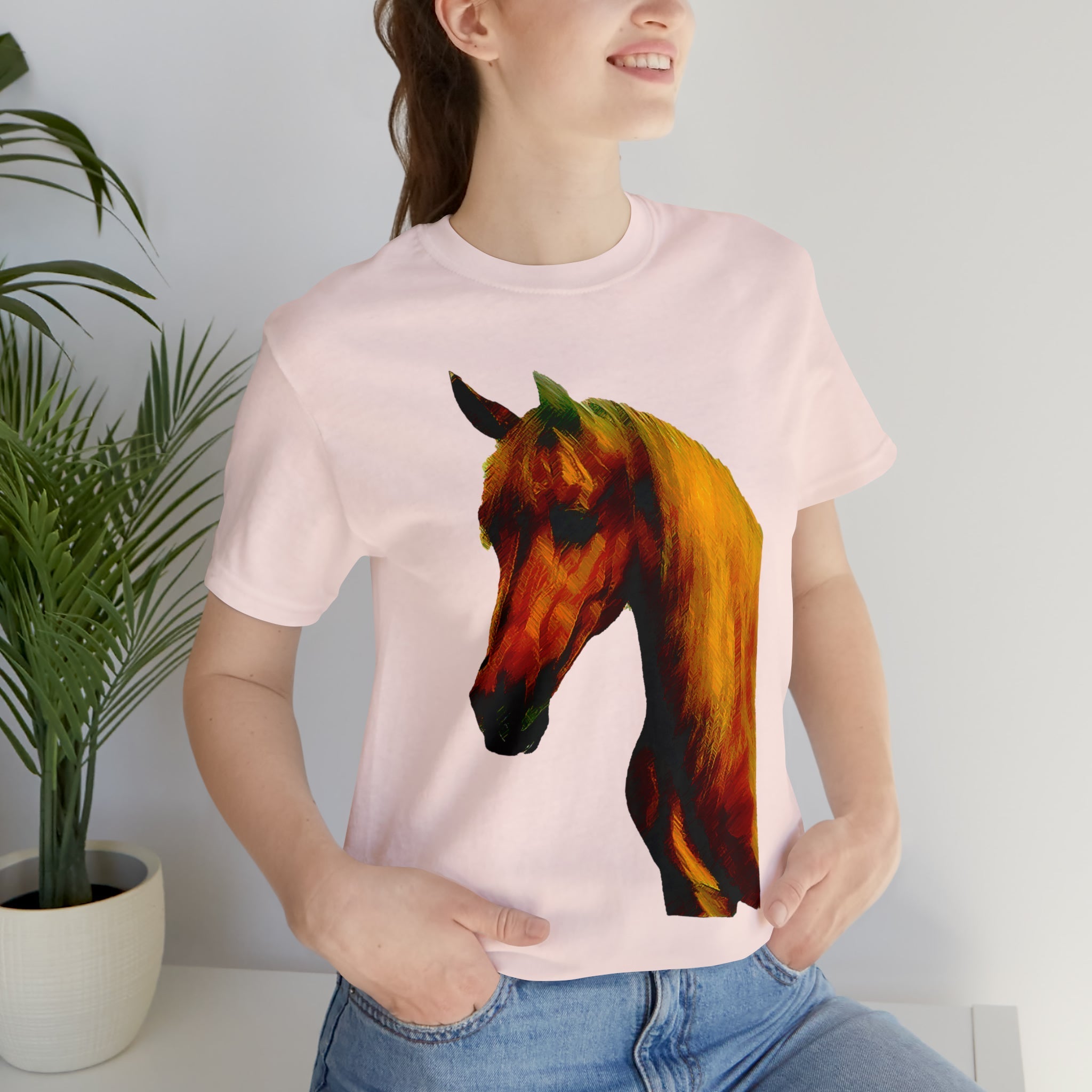 Unisex Jersey Short Sleeve Tee Horse Head Print