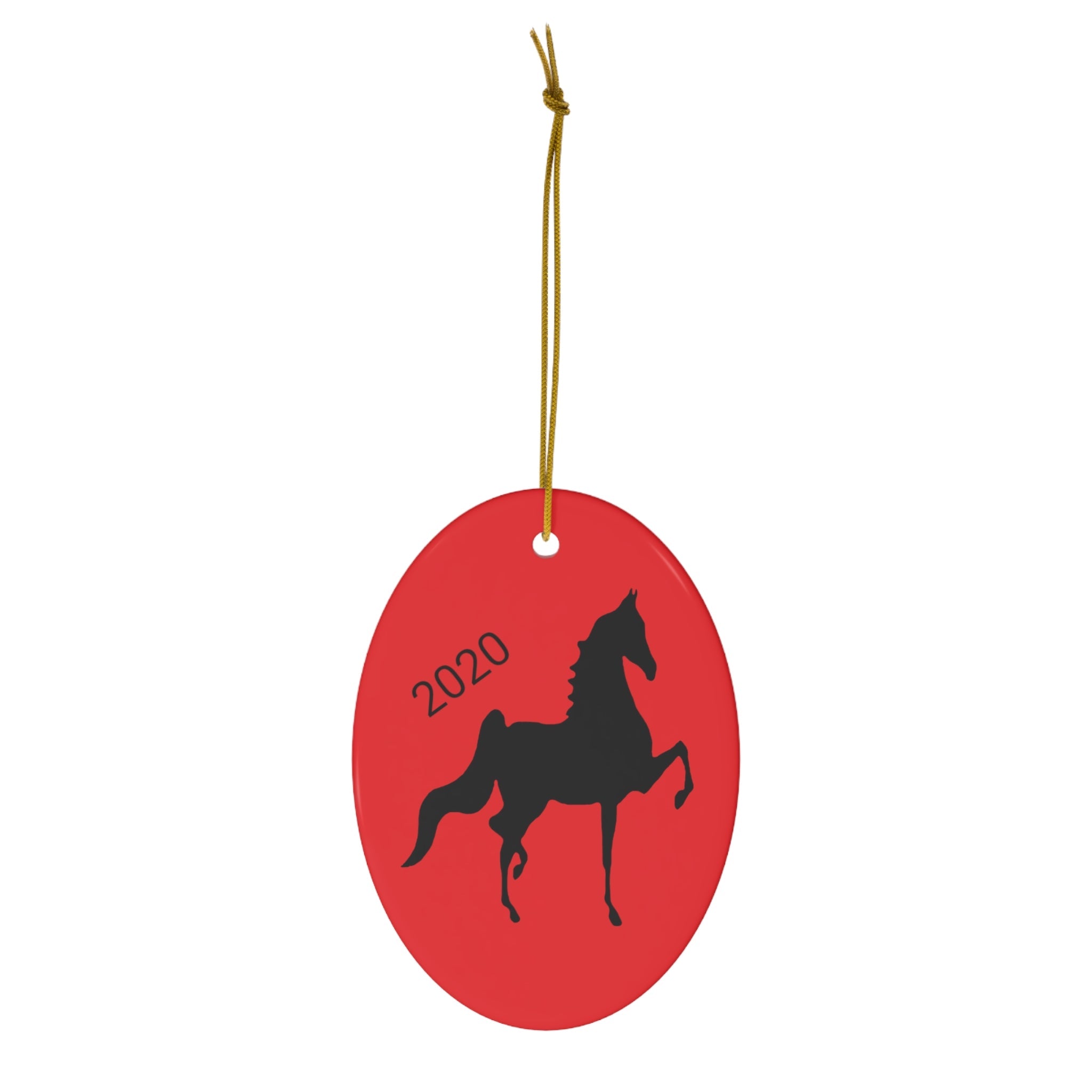 Ceramic Ornaments Red with Saddlebred Print on both sides