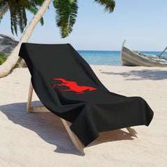 Beach Towel Black with Red Saddlebred Print