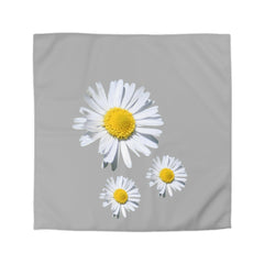 Microfiber Duvet Cover Light Grey with White Daisies