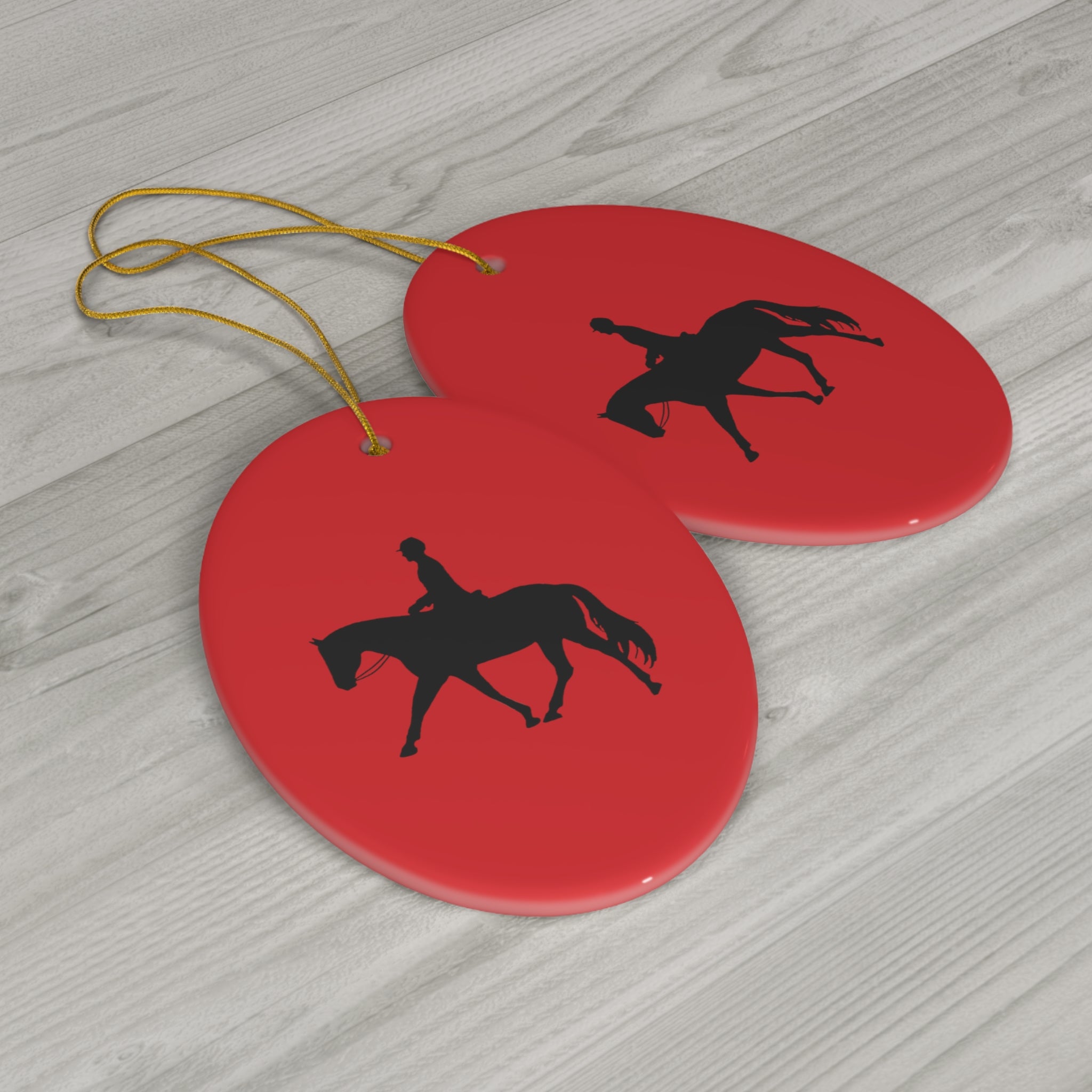 Ceramic Ornaments Red with English Rider