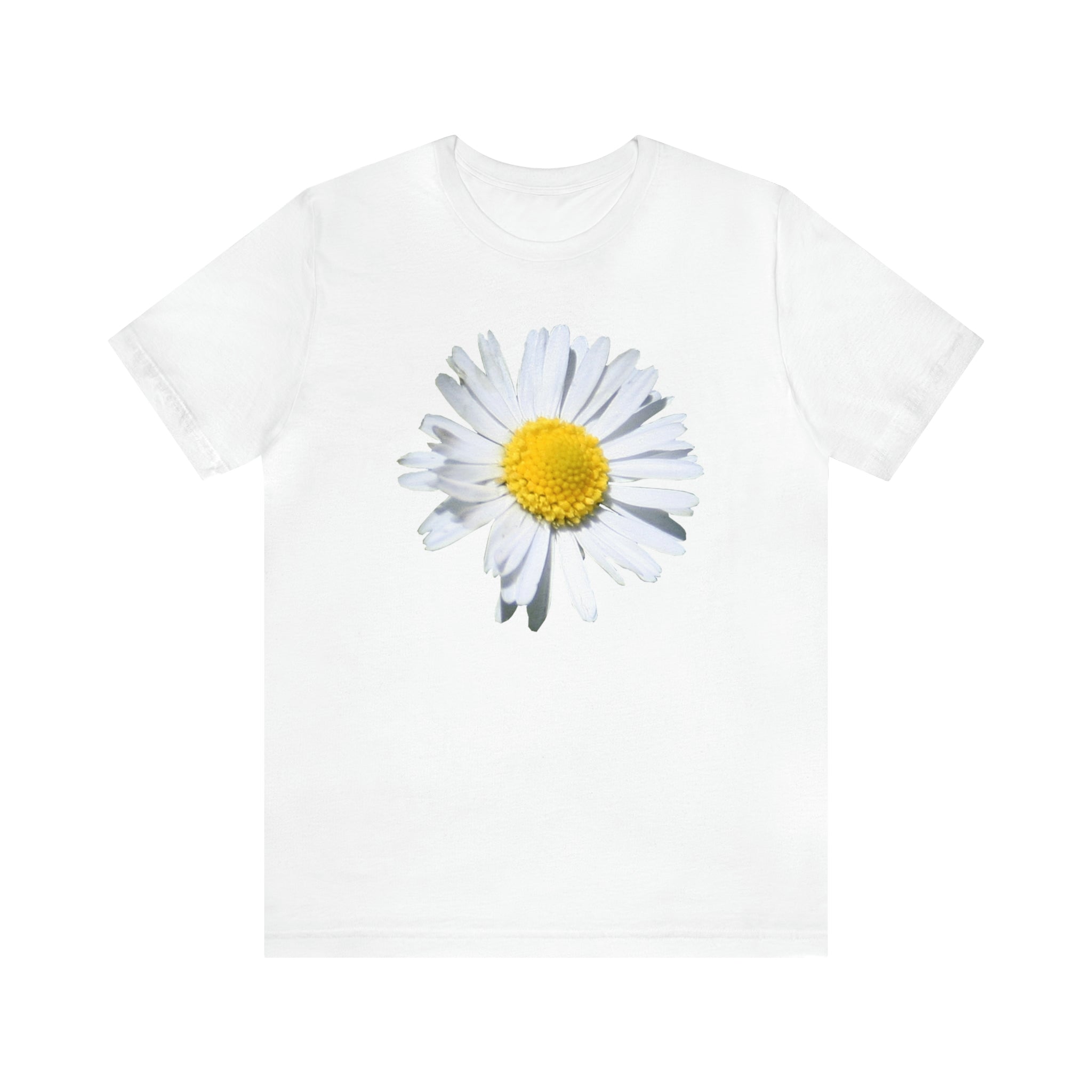 Unisex Jersey Short Sleeve Tee with White Daisy Print