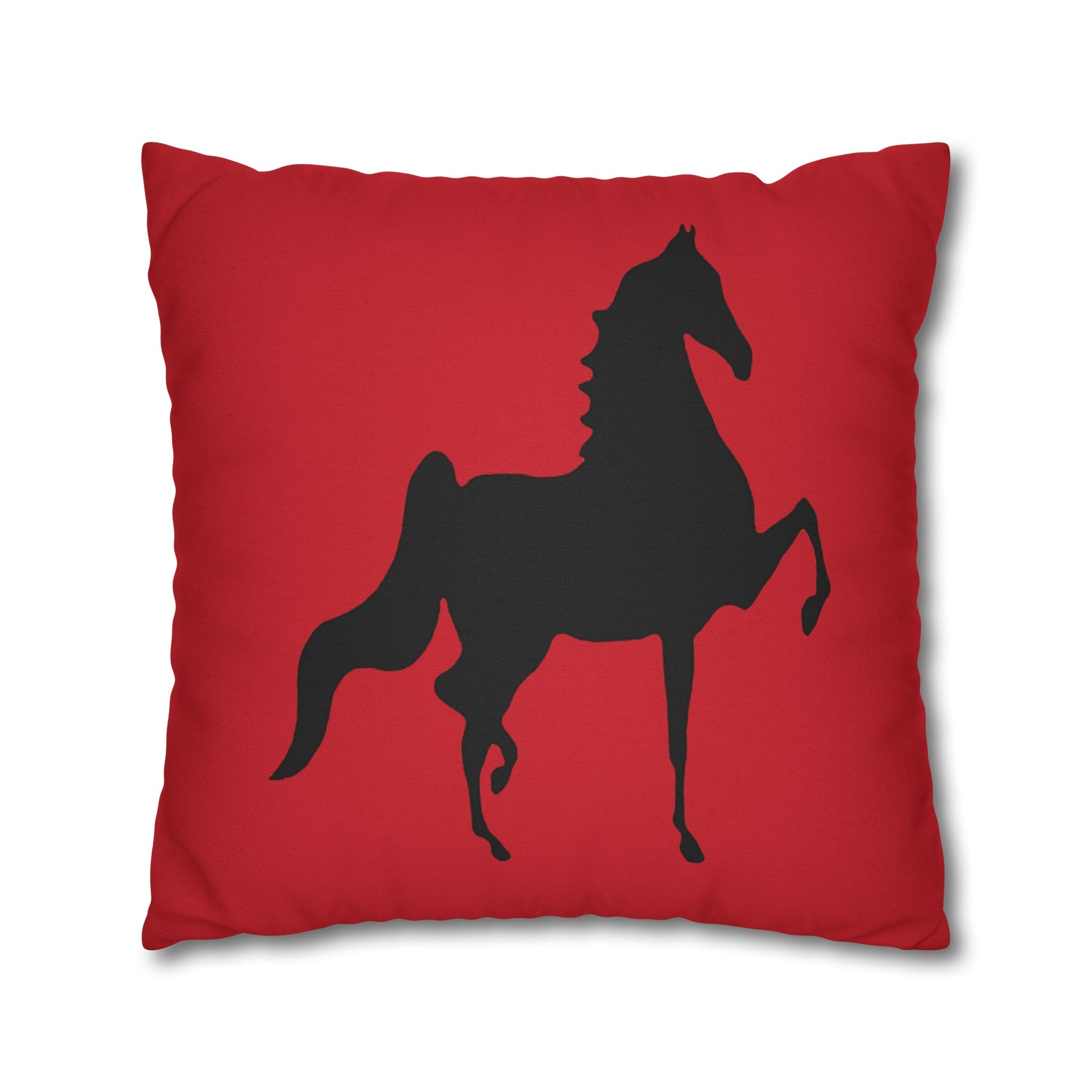 Saddlebred Print Spun Polyester Square Pillow Case RED