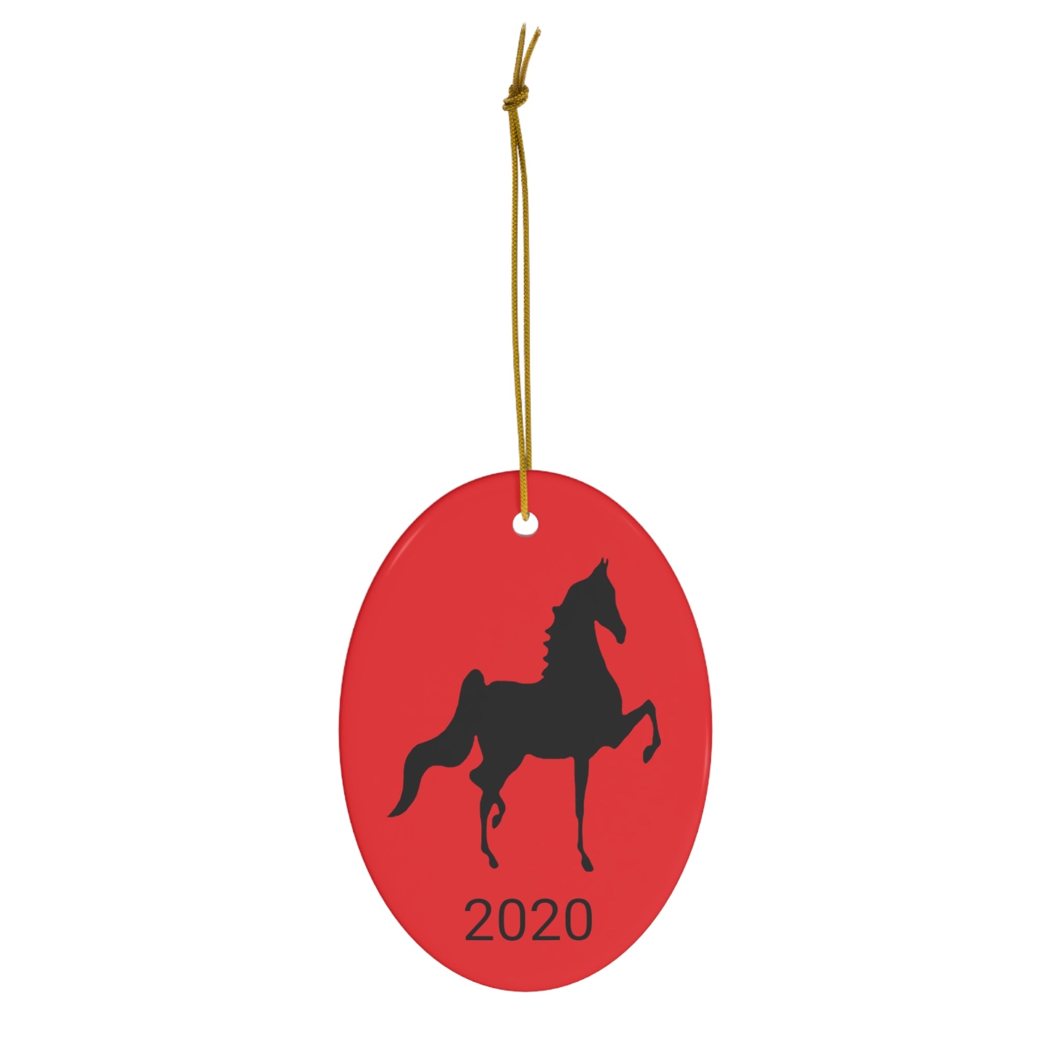 Ceramic Ornaments Red with Saddlebred Print on both sides