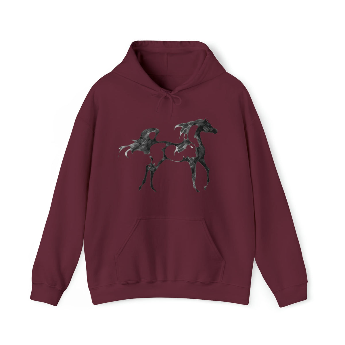 Unisex Heavy Blend™ Hooded Sweatshirt Arabian Horse front Print - AdeleEmbroidery