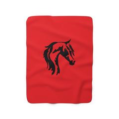 Sherpa Fleece Blanket Red with Arabian Horse Head