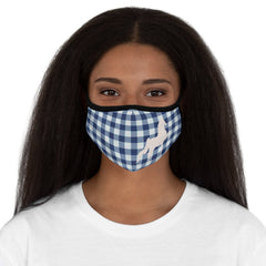 Saddlebred Blue and White Check Fitted Polyester Face Mask