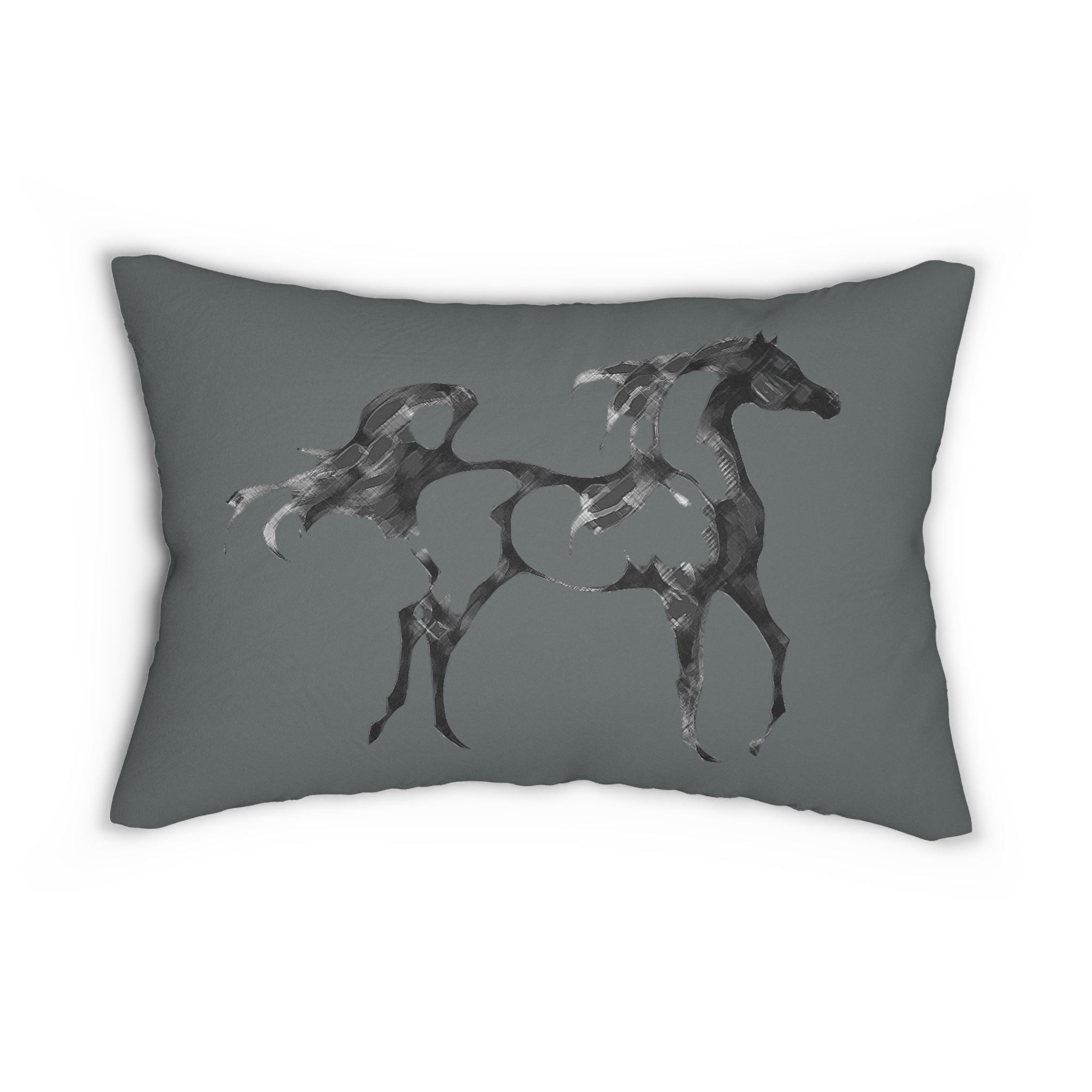 Arabian Horse Print Spun Polyester Lumbar Pillow