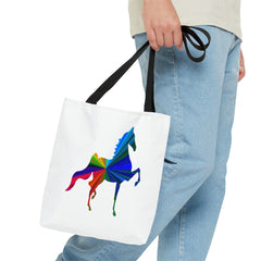 Saddlebred Multi Color Print White Tote Bag