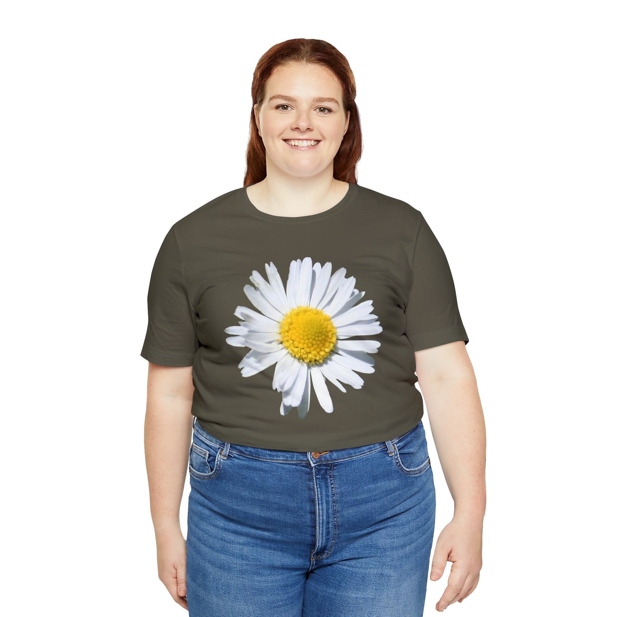 Unisex Jersey Short Sleeve Tee with White Daisy Print