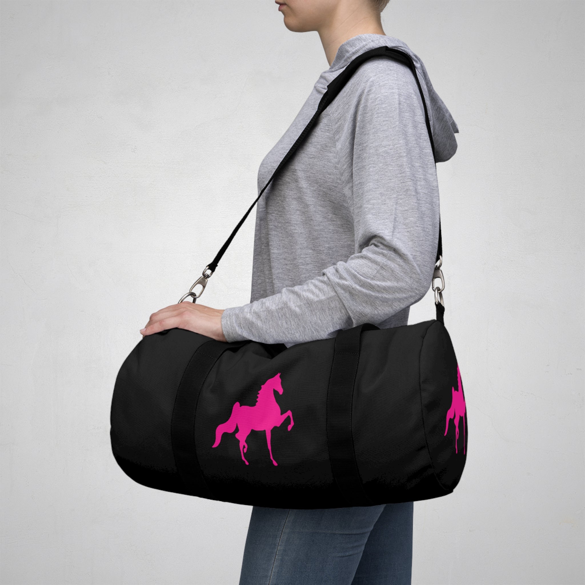 Saddlebred Print Black/Pink  Duffel Bag