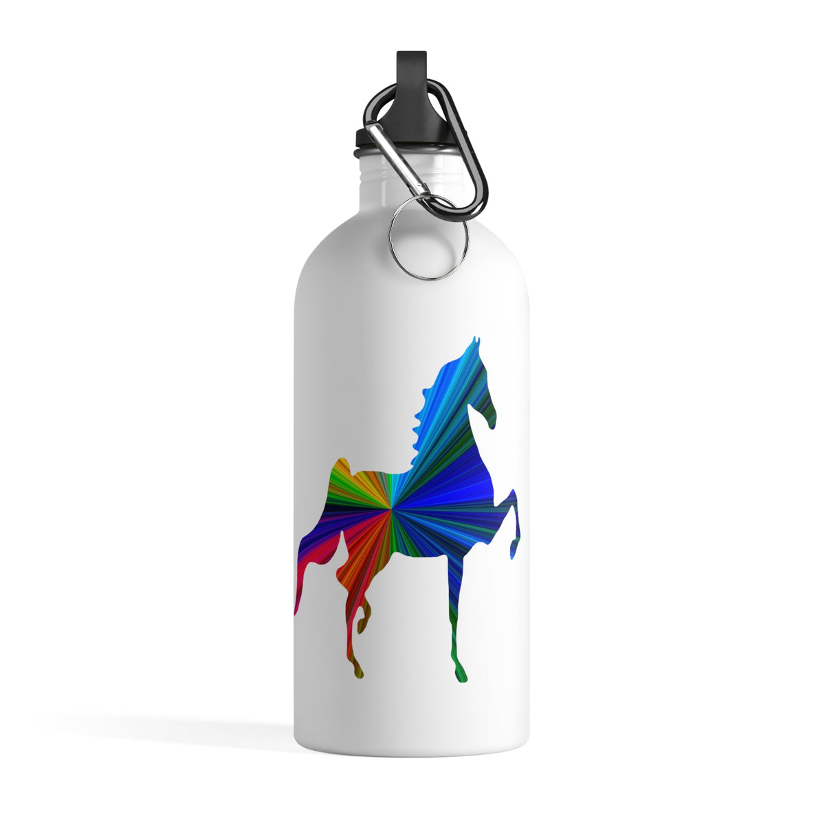 Multi Color Saddlebred Print Stainless Steel Water Bottle WHITE - AdeleEmbroidery