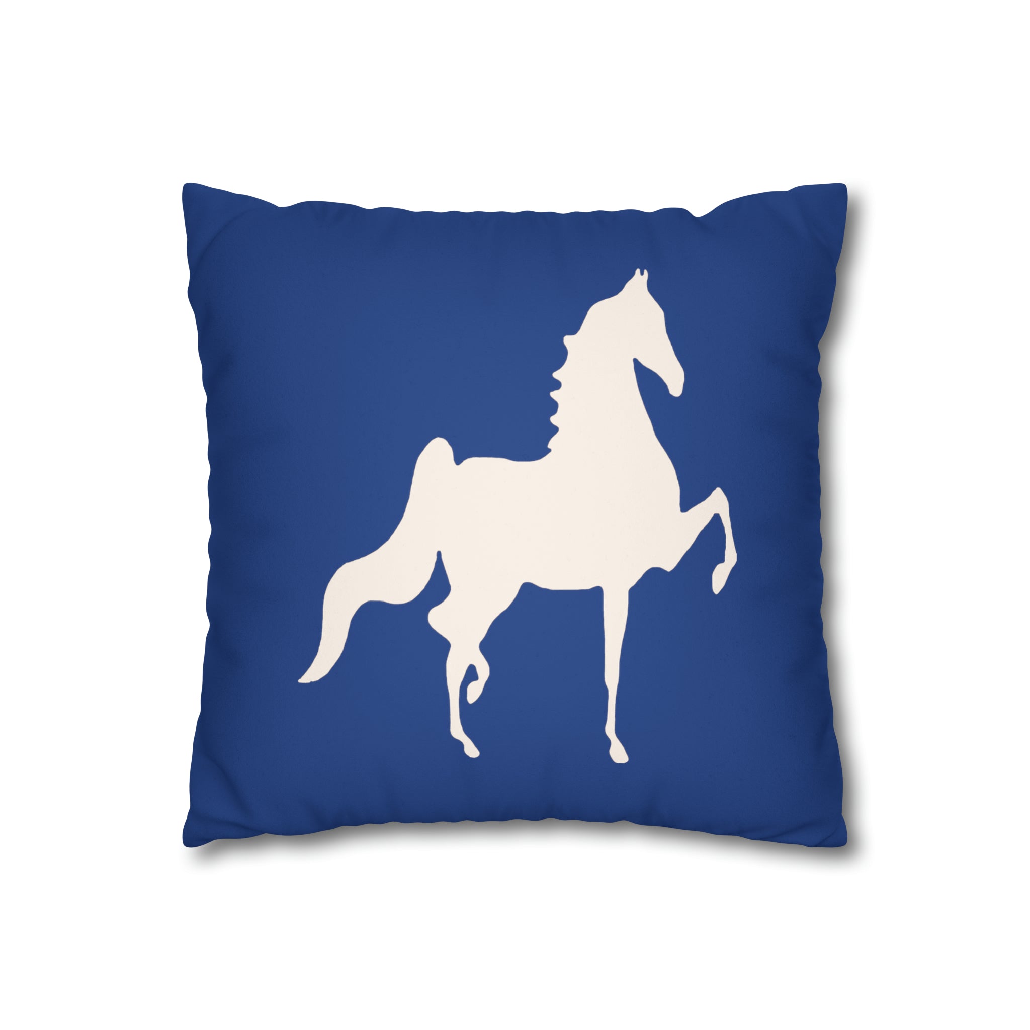 Faux Suede Square Pillow Case Blue and White Plaid  Saddlebred Print