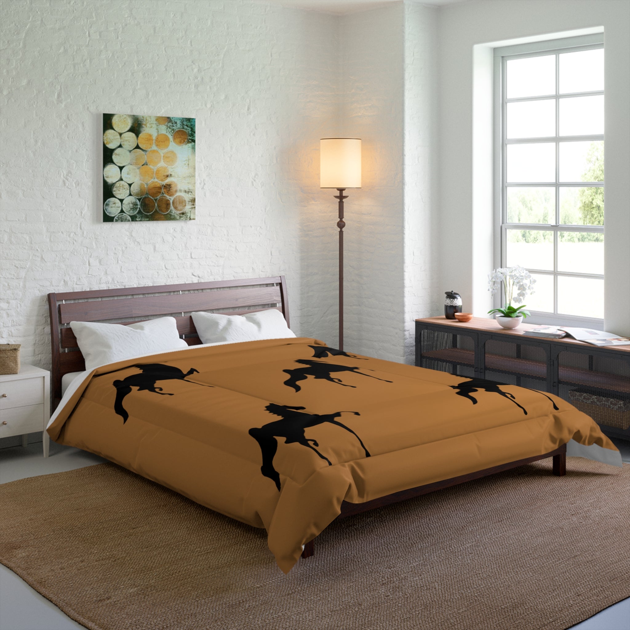 Comforter Tan/Brown with Saddlebred Print