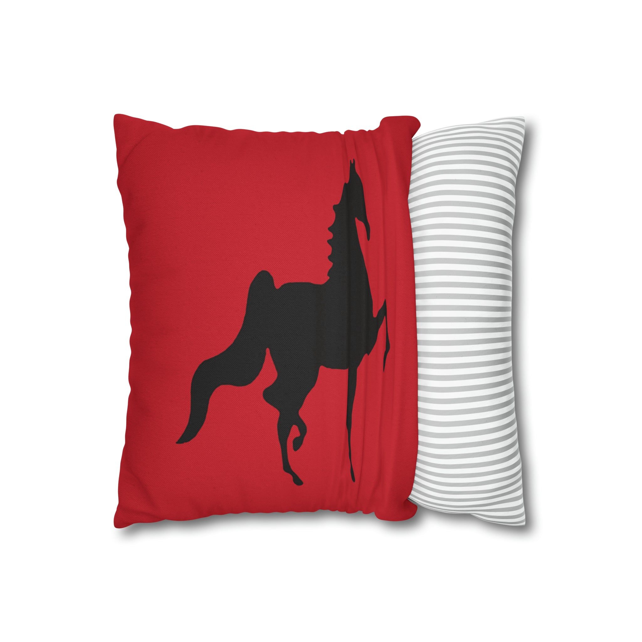 Saddlebred Print Spun Polyester Square Pillow Case RED