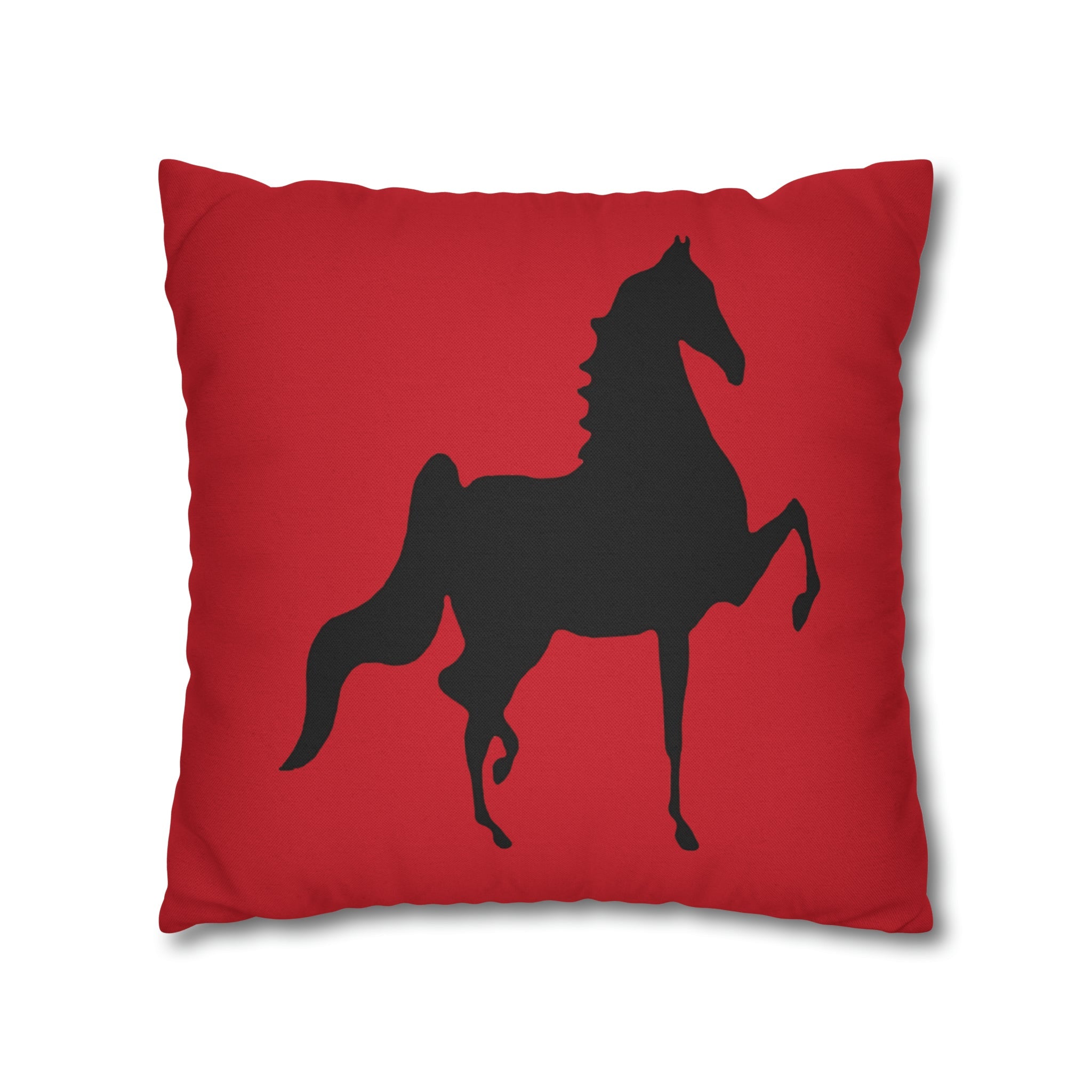 Saddlebred Print Spun Polyester Square Pillow Case RED