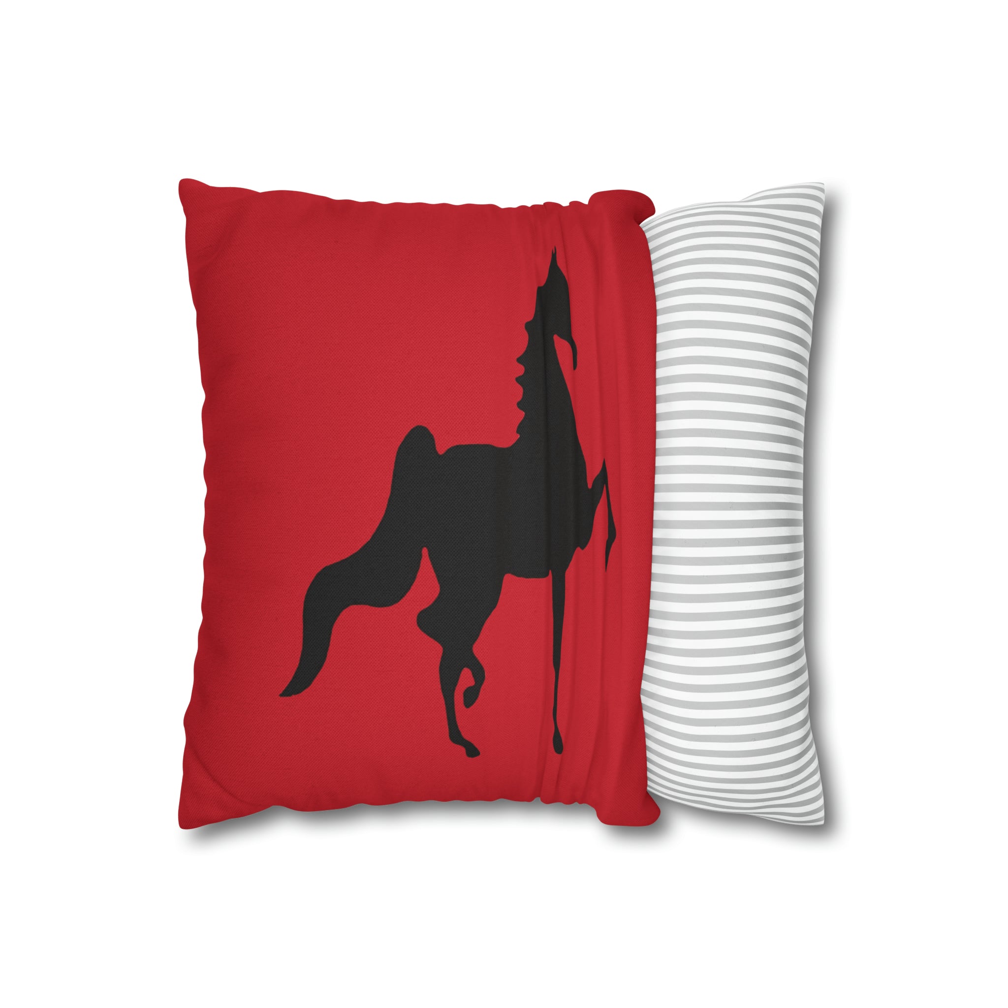 Saddlebred Print Spun Polyester Square Pillow Case RED