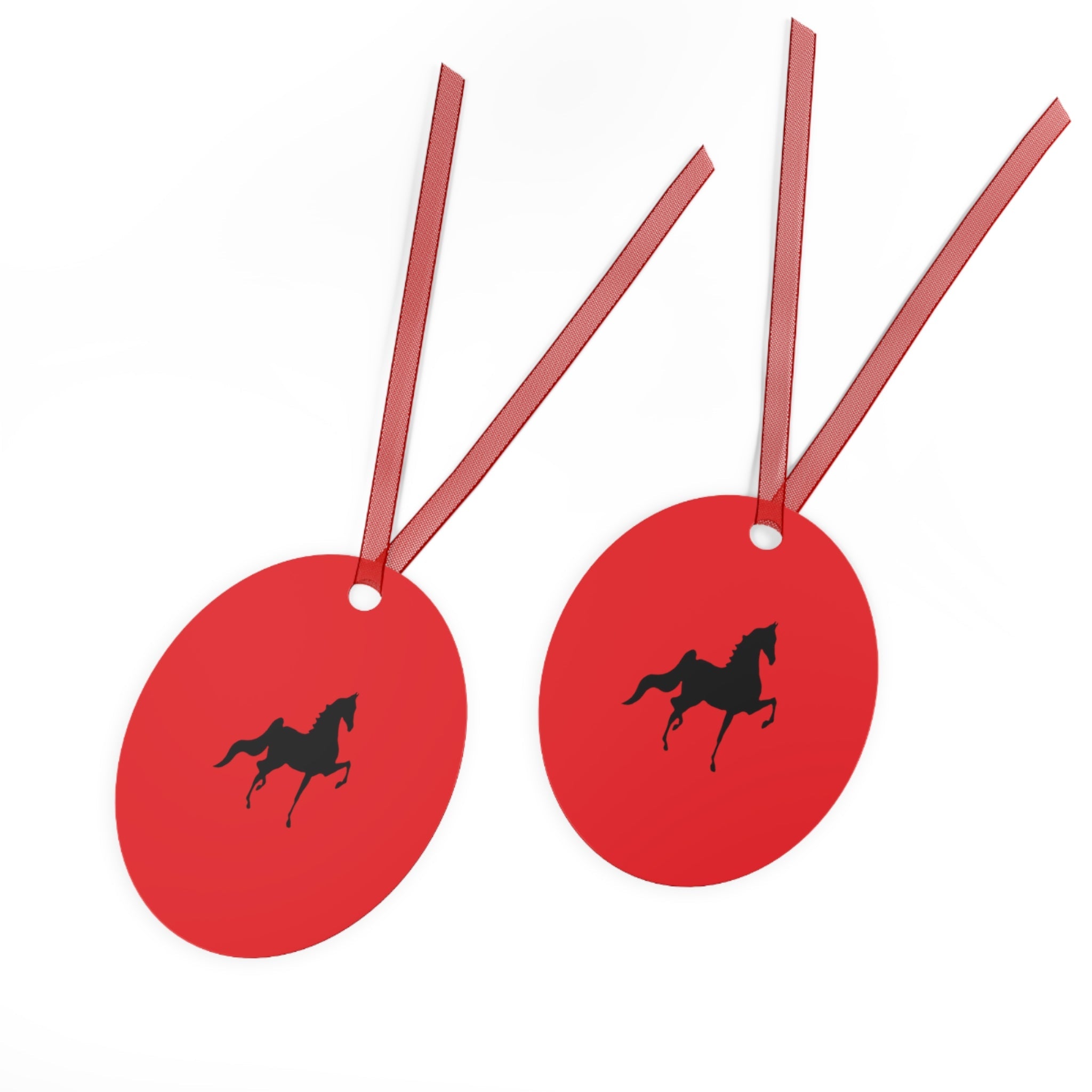 Metal Ornaments Red with Saddlebred Print