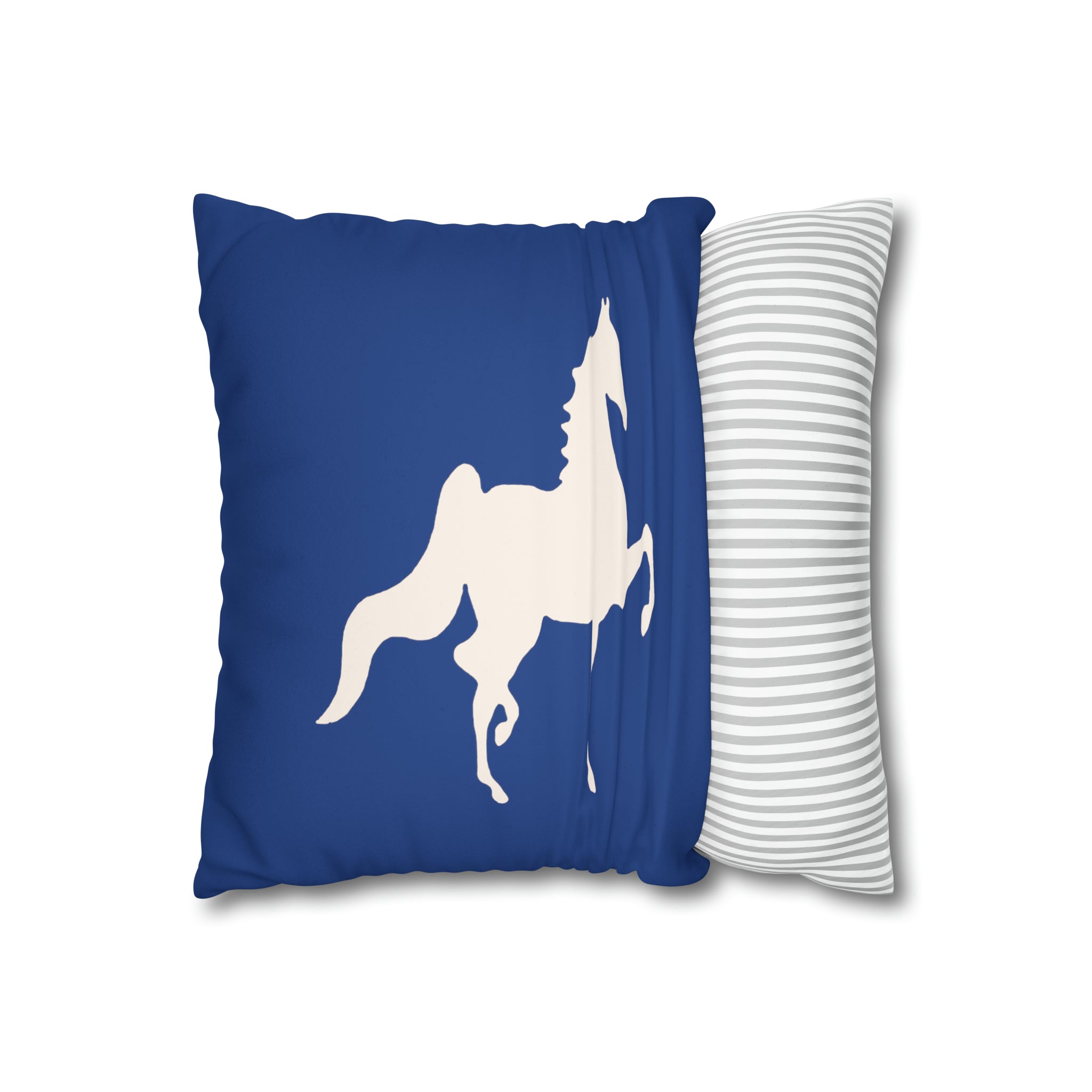 Faux Suede Square Pillow Case Blue and White Plaid  Saddlebred Print