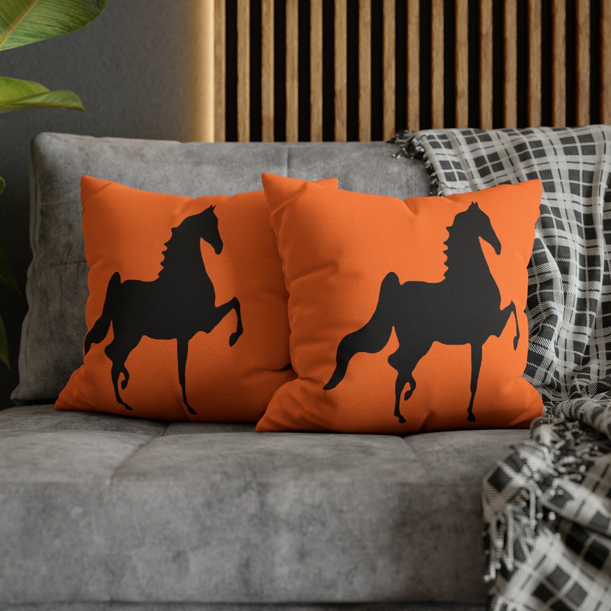 Saddlebred Print Spun Polyester Square Pillow Case