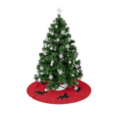 Christmas Tree Skirts Red with Black Saddlebred Print