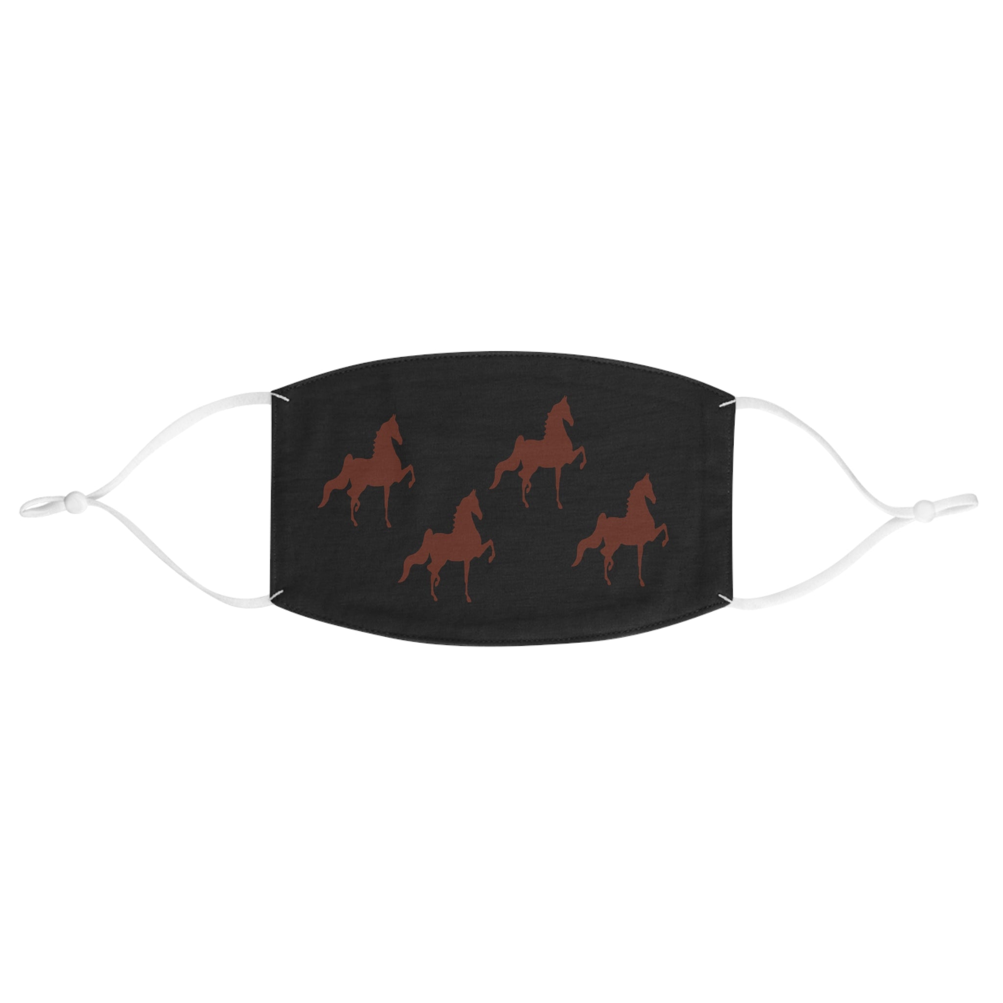 Fabric Face Mask Black with Brown Saddlebred Print