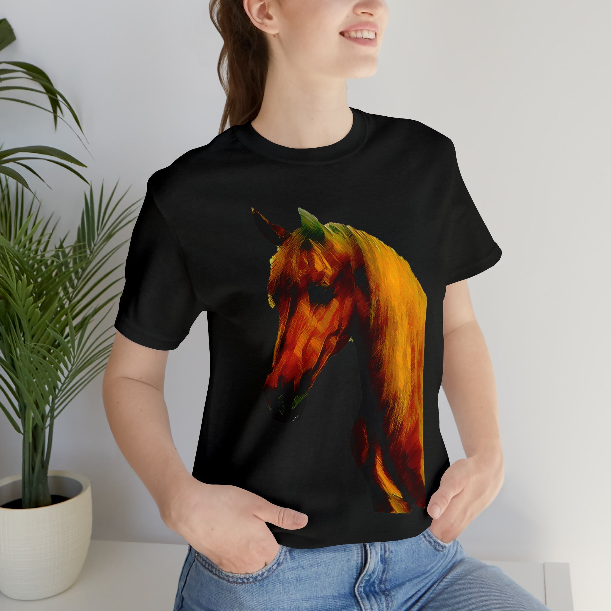 Unisex Jersey Short Sleeve Tee Horse Head Print