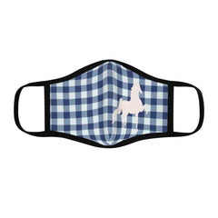 Saddlebred Blue and White Check Fitted Polyester Face Mask