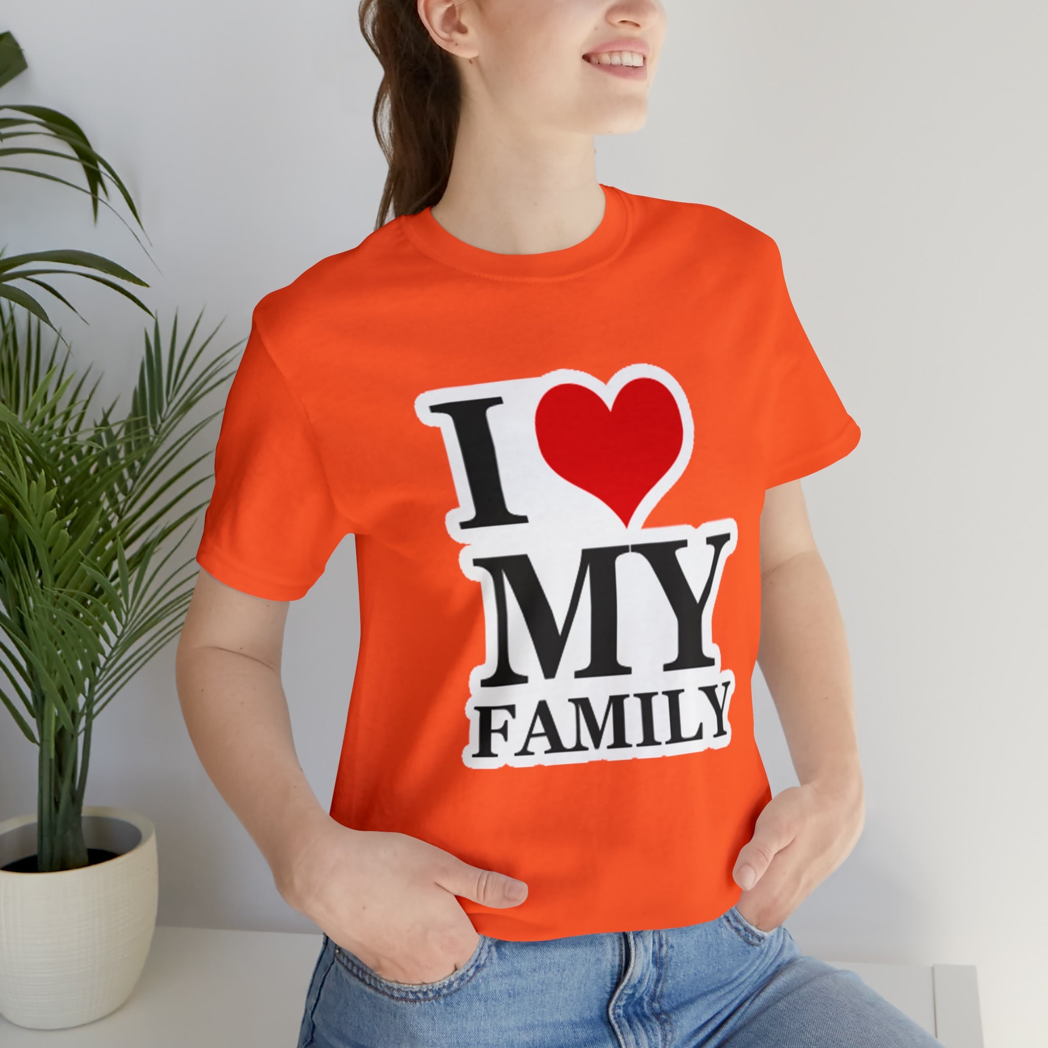 Unisex Jersey Short Sleeve Tee with I Love My Family Print