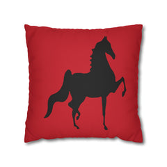 Saddlebred Print Spun Polyester Square Pillow Case RED - AdeleEmbroidery