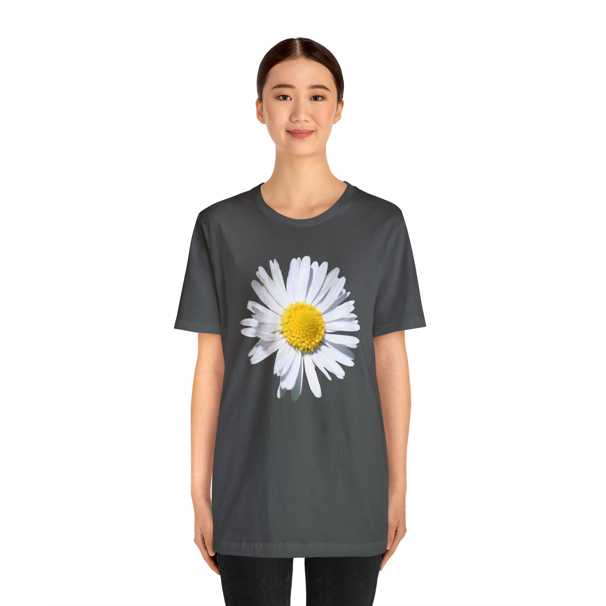 Unisex Jersey Short Sleeve Tee with White Daisy Print