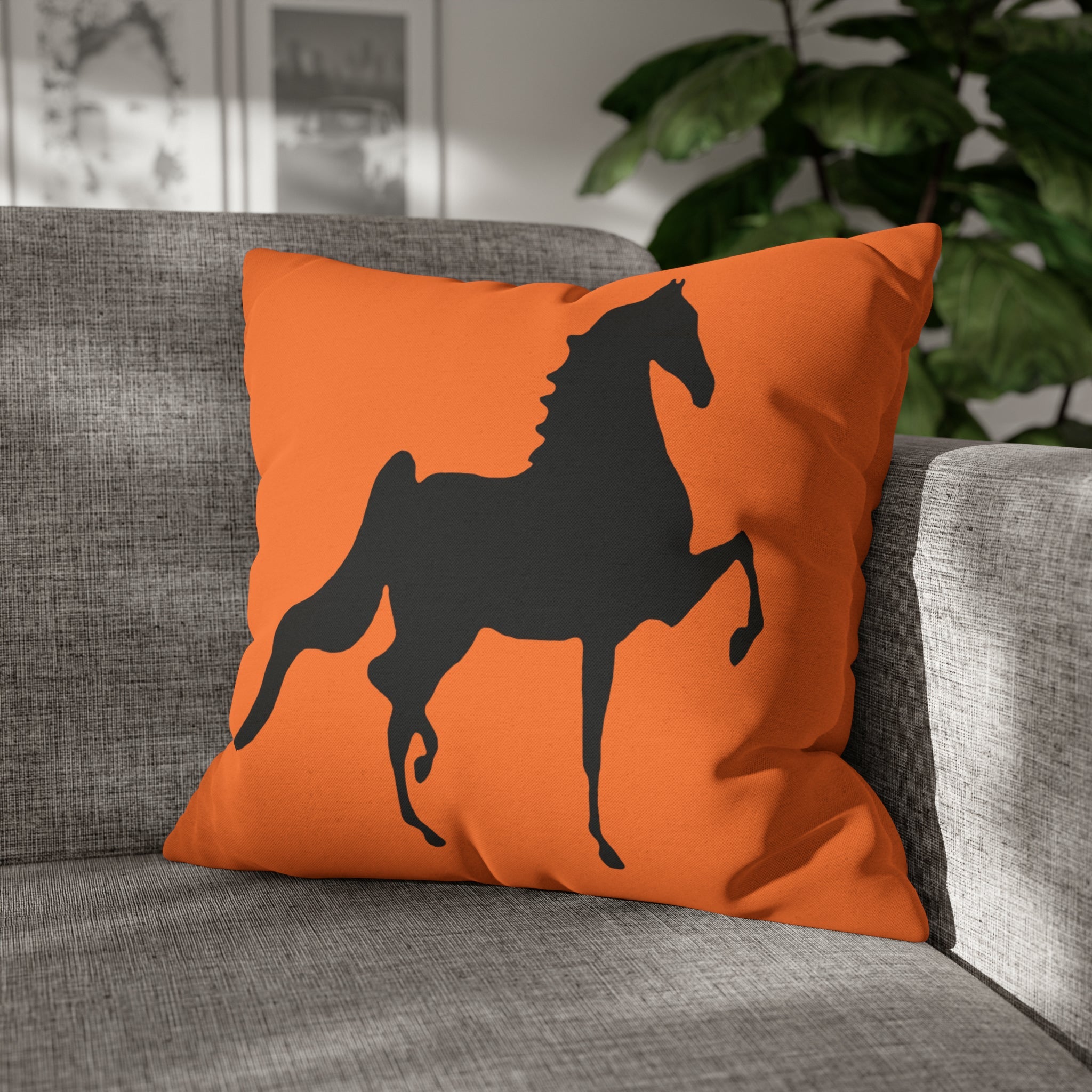 Saddlebred Print Spun Polyester Square Pillow Case