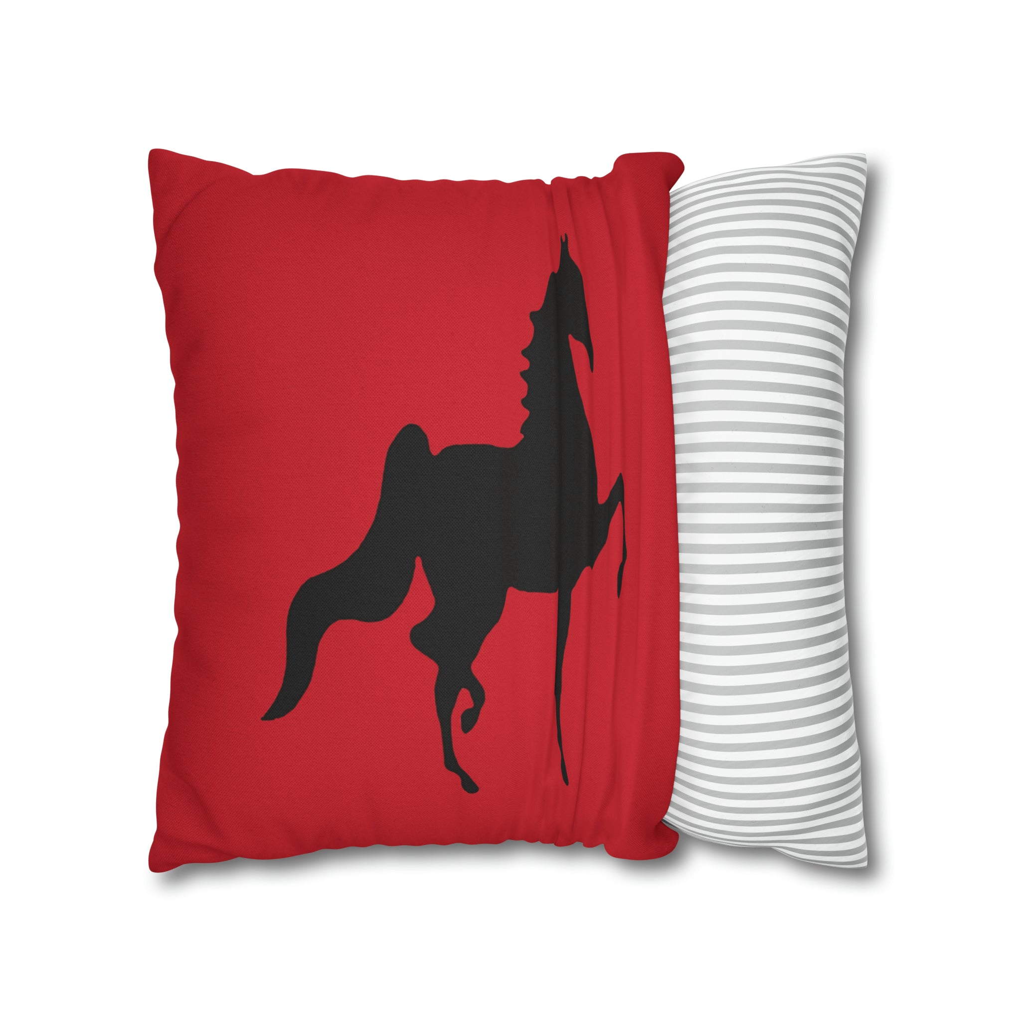 Saddlebred Print Spun Polyester Square Pillow Case RED