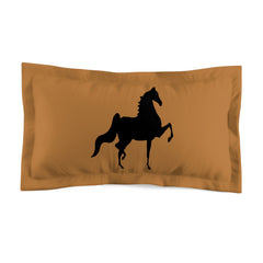 Microfiber Pillow Sham Tan/Brown with Saddlebred Print - AdeleEmbroidery