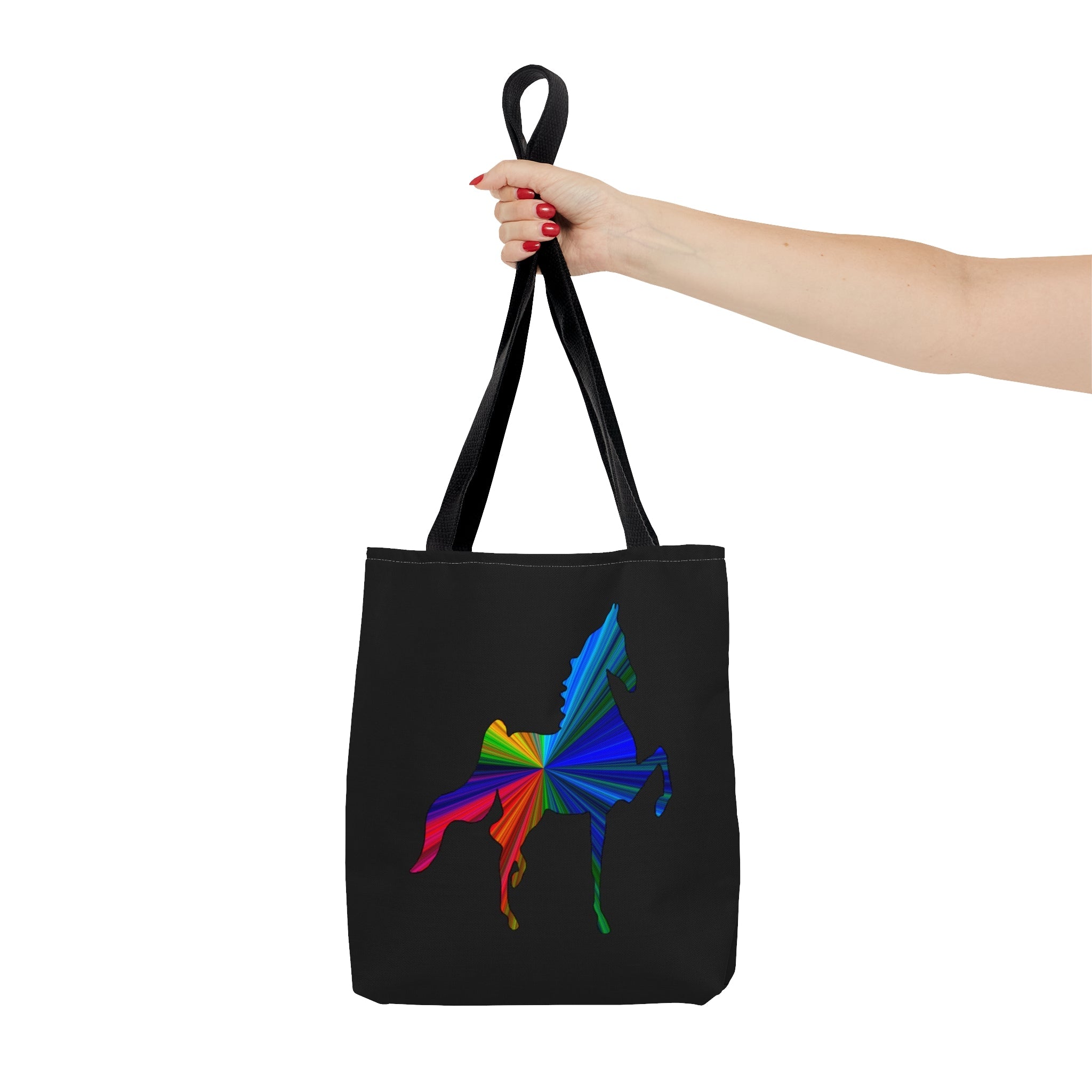 Saddlebred Multi Color Print Black Tote Bag