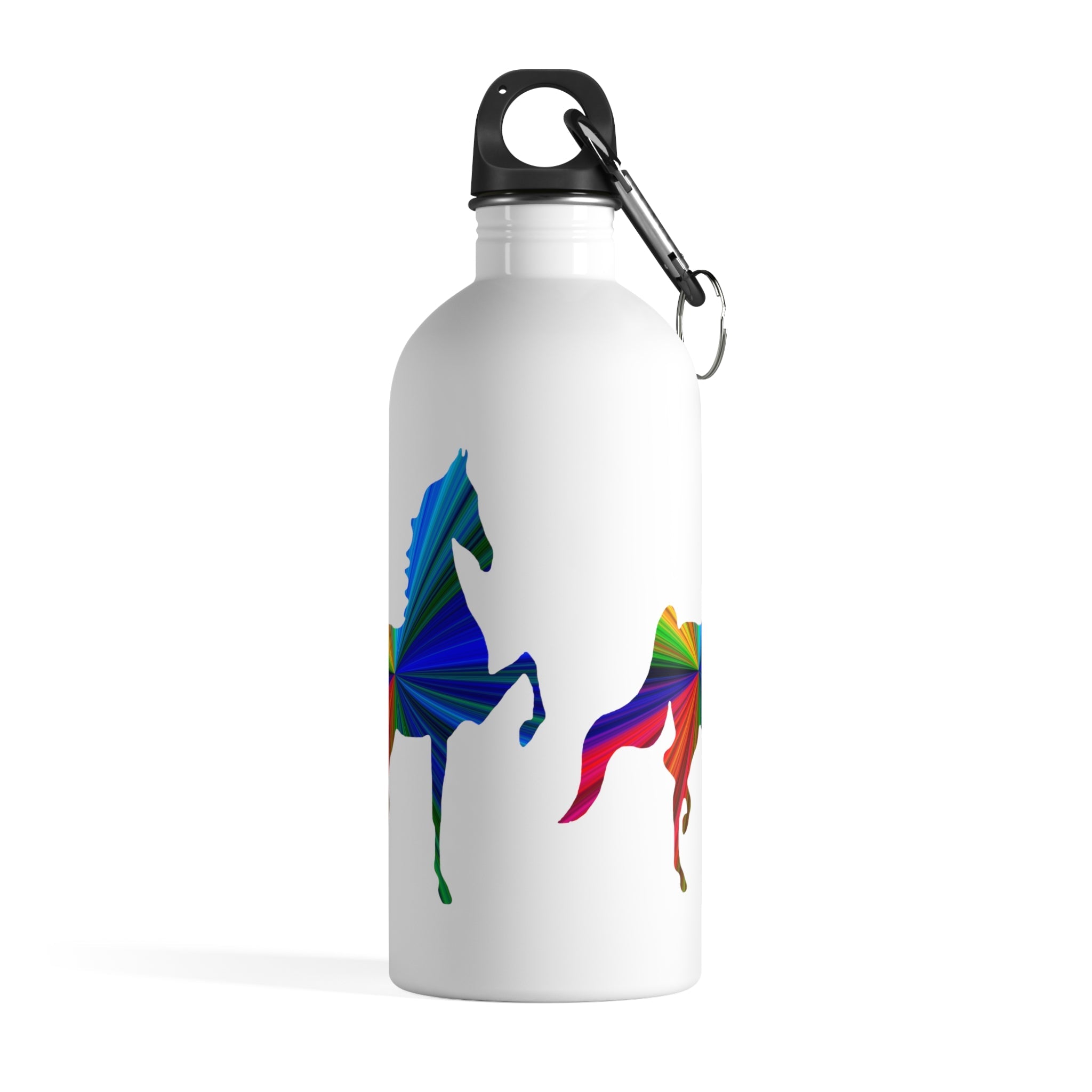 Multi Color Saddlebred Print Stainless Steel Water Bottle WHITE