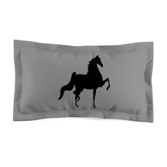 Microfiber Pillow Sham Grey with Saddlebred Print - AdeleEmbroidery