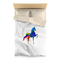 Microfiber Duvet Cover MultiColor Saddlebred Print White (Base Cream)