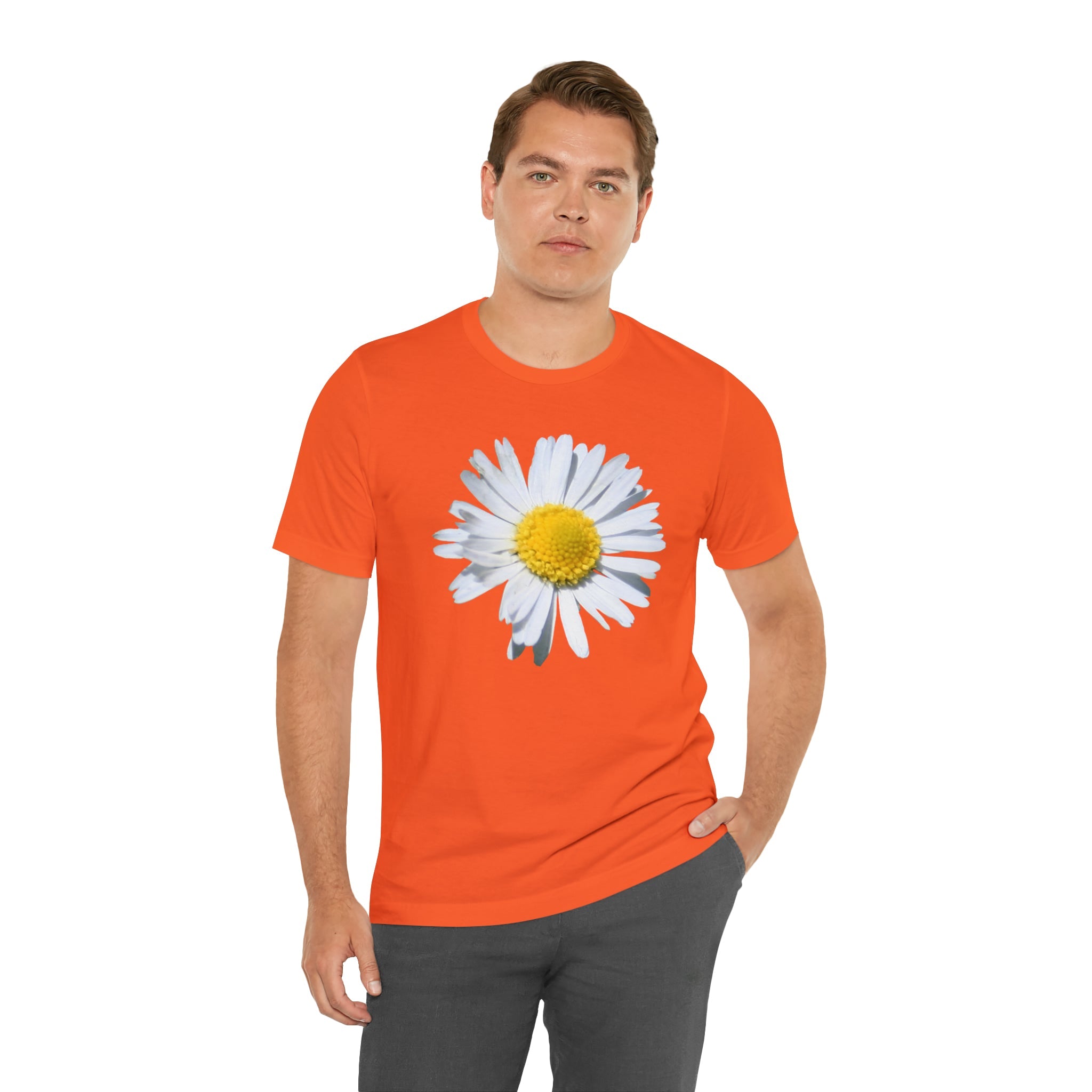 Unisex Jersey Short Sleeve Tee with White Daisy Print