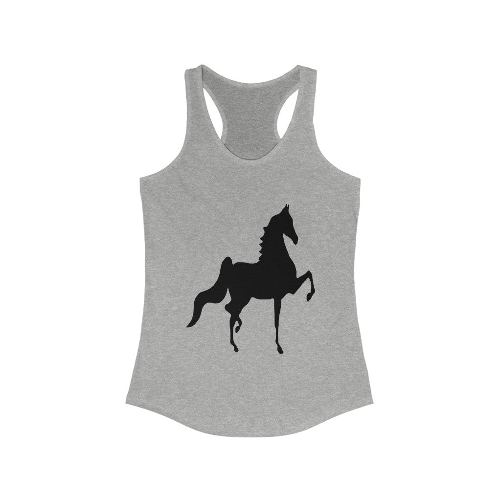 Women's Ideal Racerback Tank Saddlebred Print front & back - AdeleEmbroidery