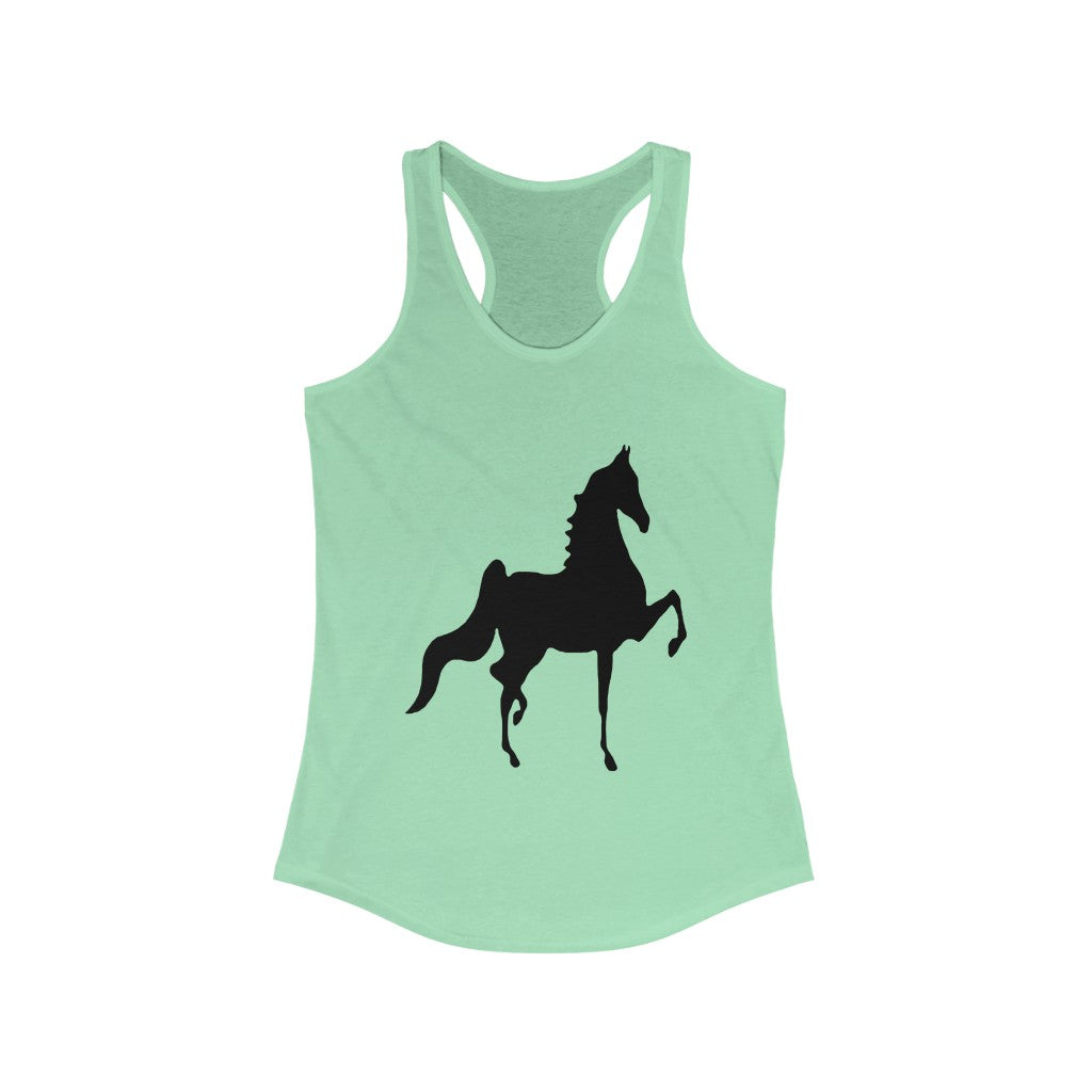 Women's Ideal Racerback Tank Saddlebred Print front & back - AdeleEmbroidery