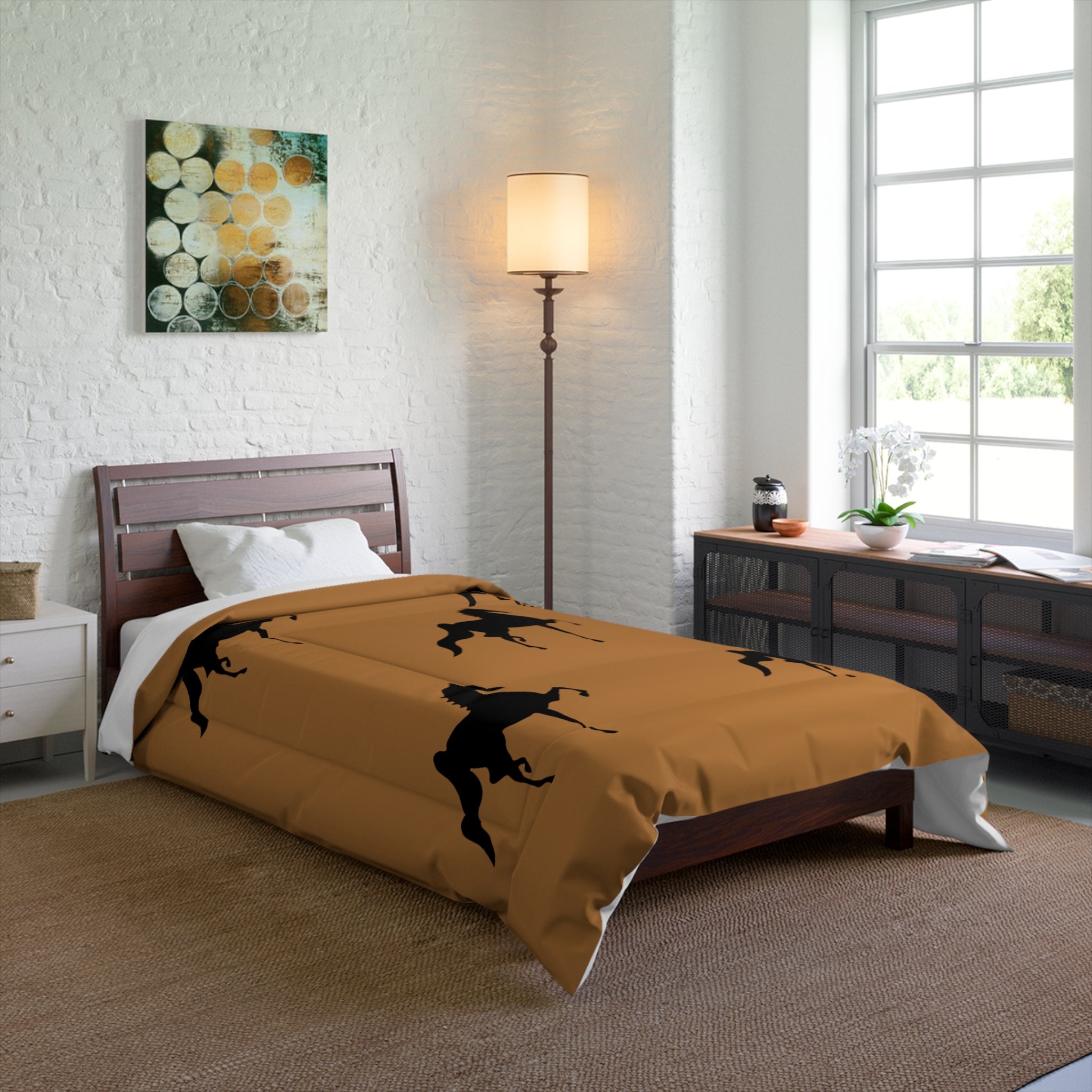 Comforter Tan/Brown with Saddlebred Print