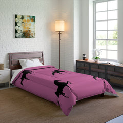 Comforter Pink with Saddlebred Print - AdeleEmbroidery